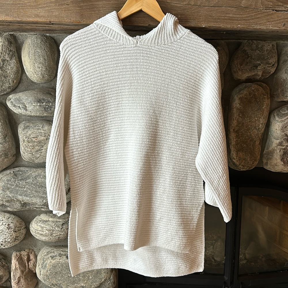 Hooded long knit sweater